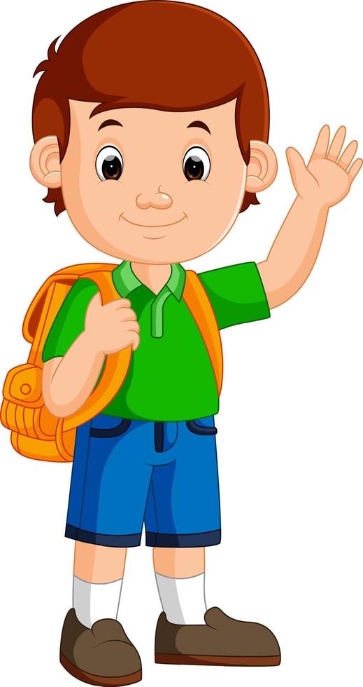 Boy with backpacks cartoon vector