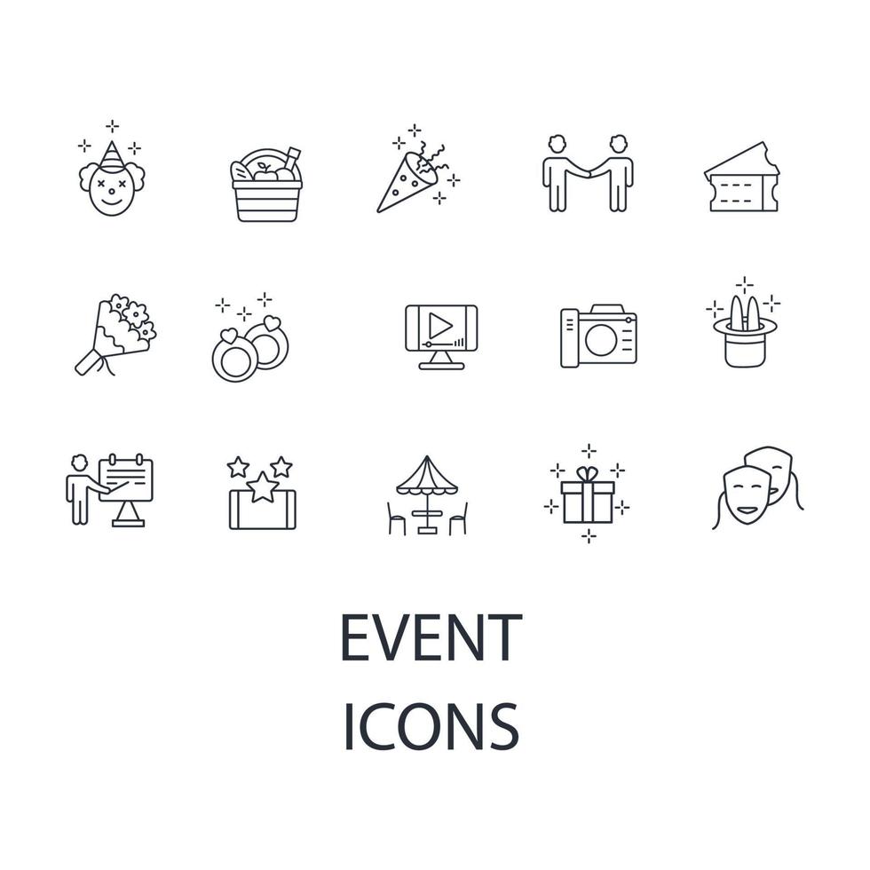 Event icons set . Event pack symbol vector elements for infographic web