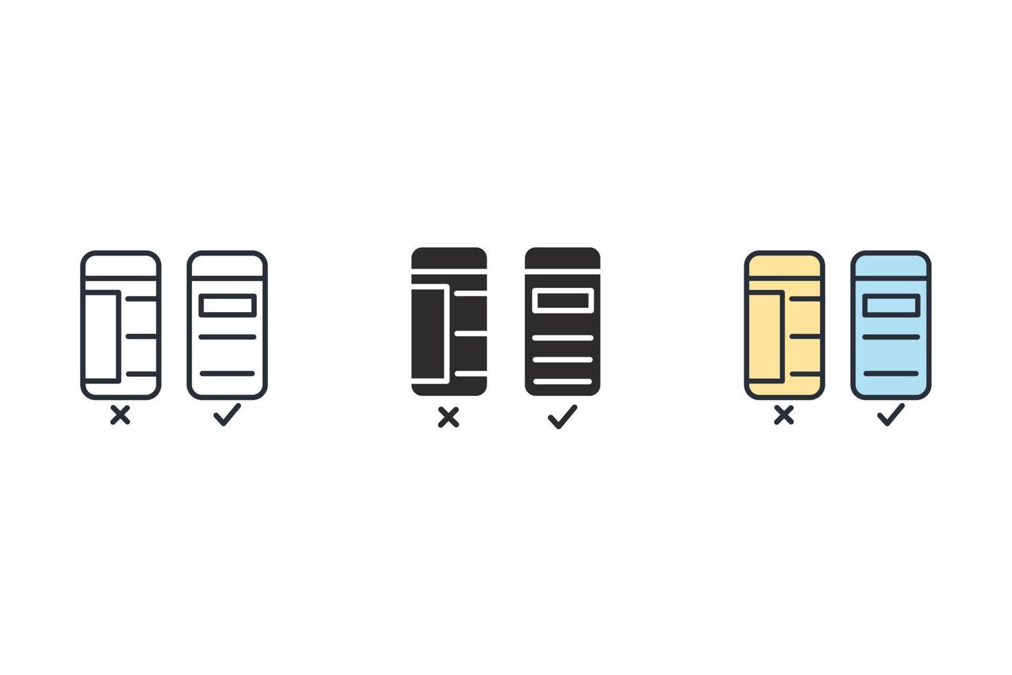 Los iconos de los dispositivos móviles simbolizan los elementos vectoriales para la web infográfica. vector