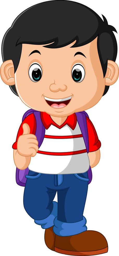 Cute boy go to school vector