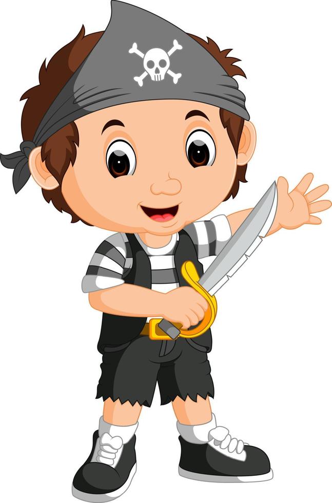 kid boy pirate cartoon vector