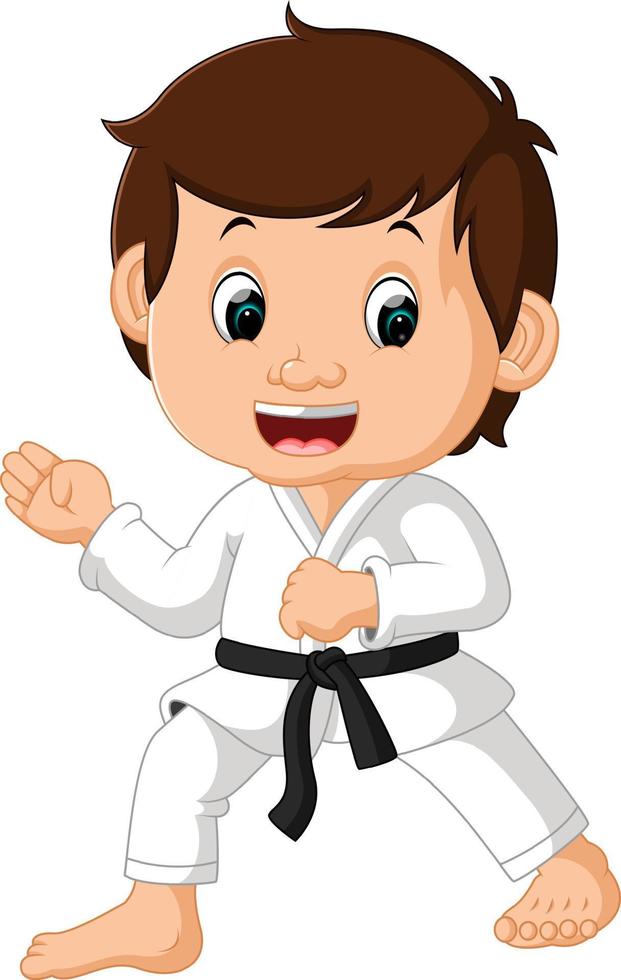 Little boy training karate vector