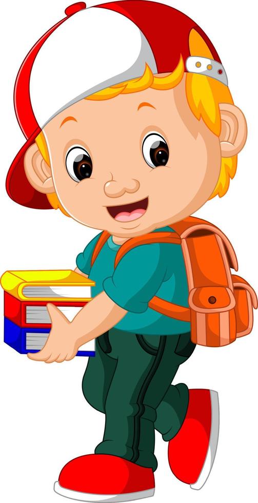 Cute boy go to school vector