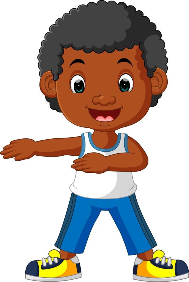 Cute boy cartoon posing vector