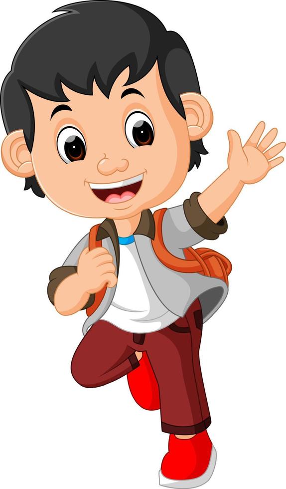 Cute boy go to school vector