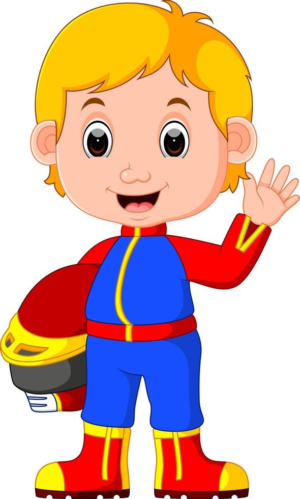 funny racer man cartoon vector