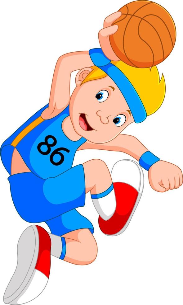 niño jugador de baloncesto vector