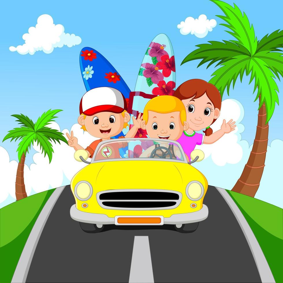 Cartoon family vacation vector