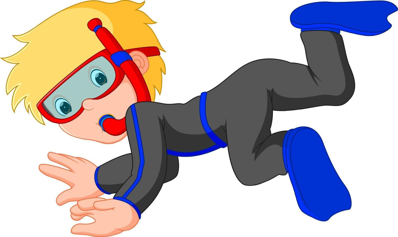 diver boy cartoon vector