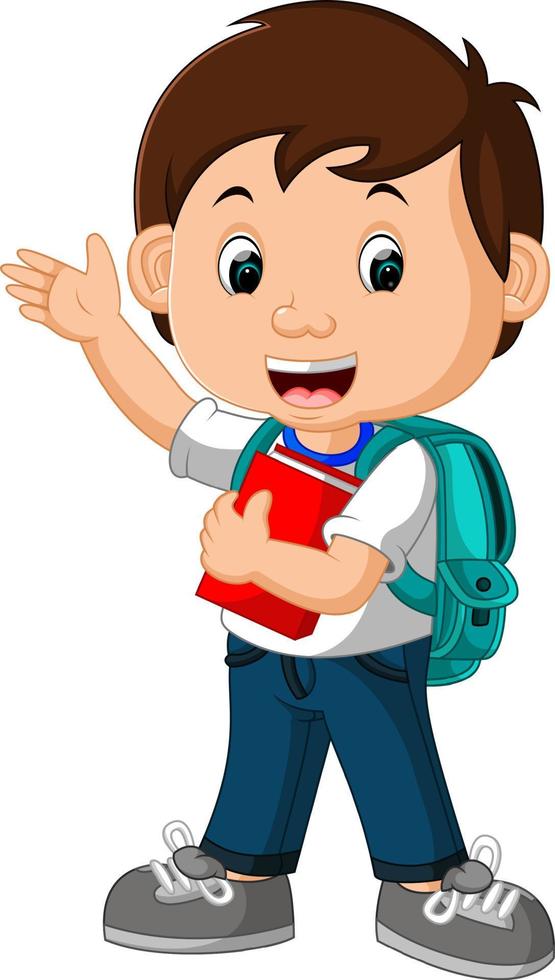 Boy with backpacks cartoon vector