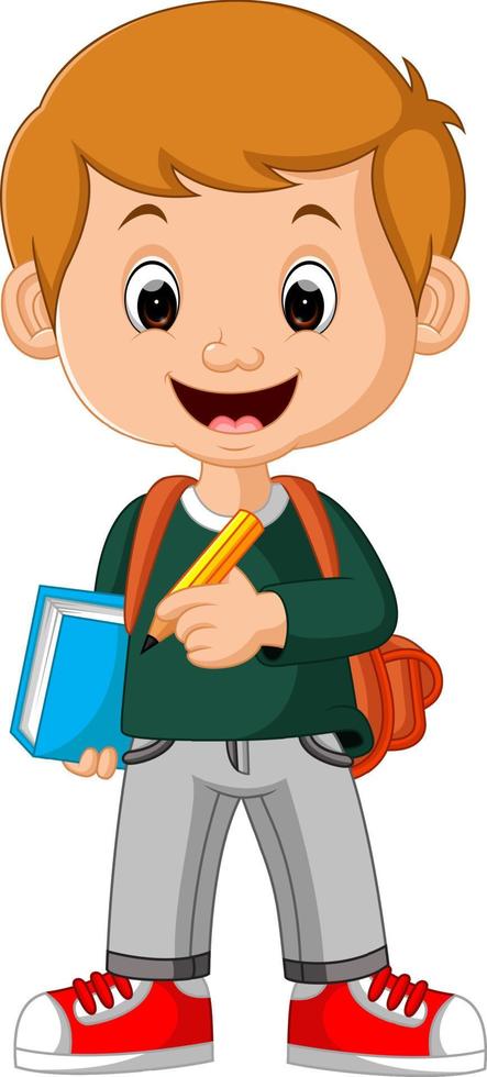 Boy with backpacks cartoon vector