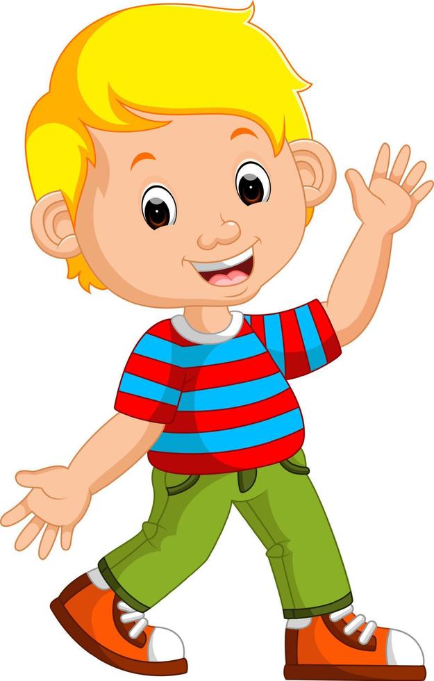 lindo, niño, caricatura, posar vector