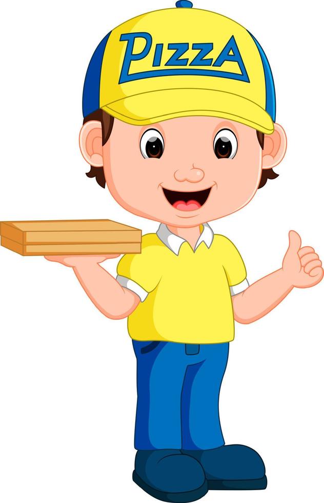 pizza delivery man cartoon vector
