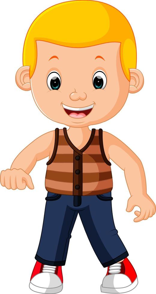 Cute boy cartoon good posing vector