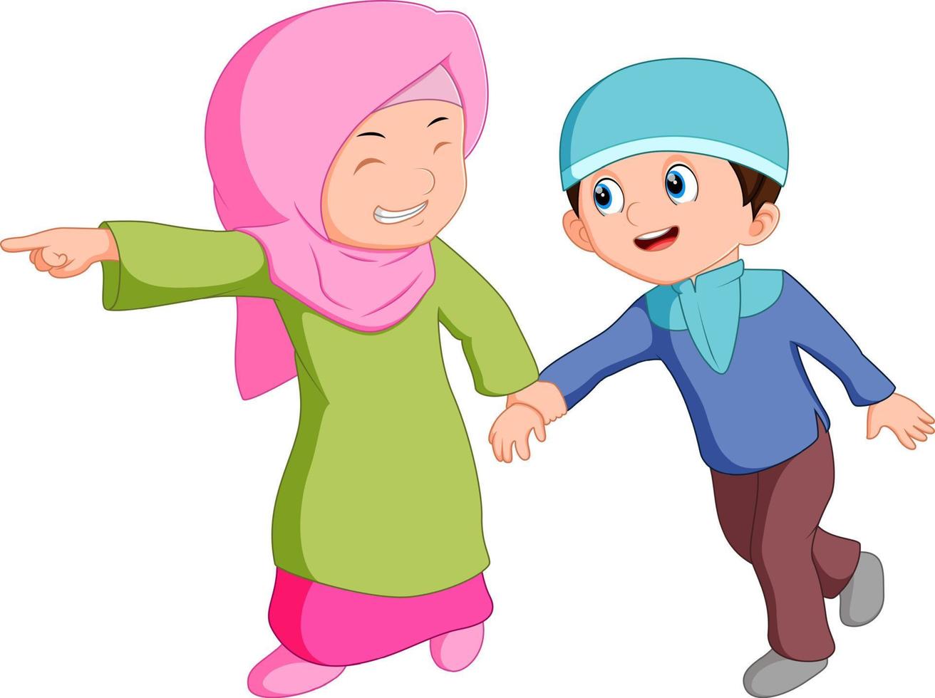 muslim family cartoon vector