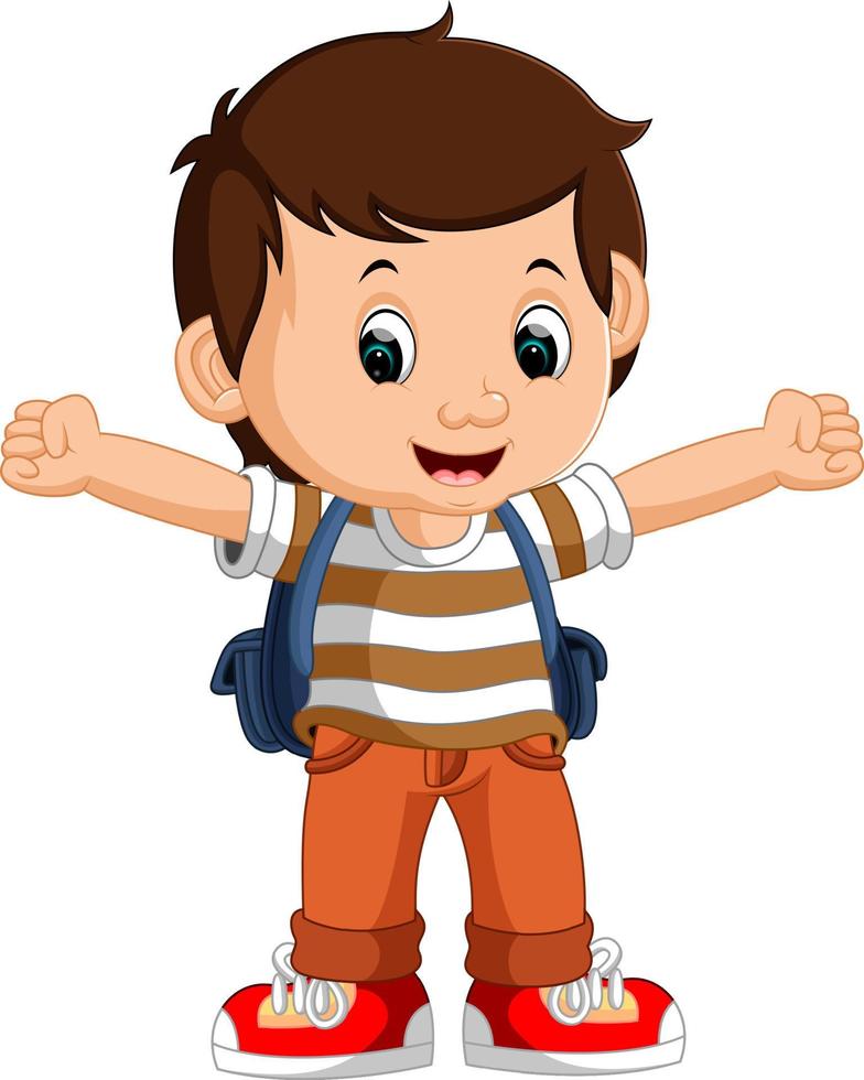 kids Boy with backpacks vector