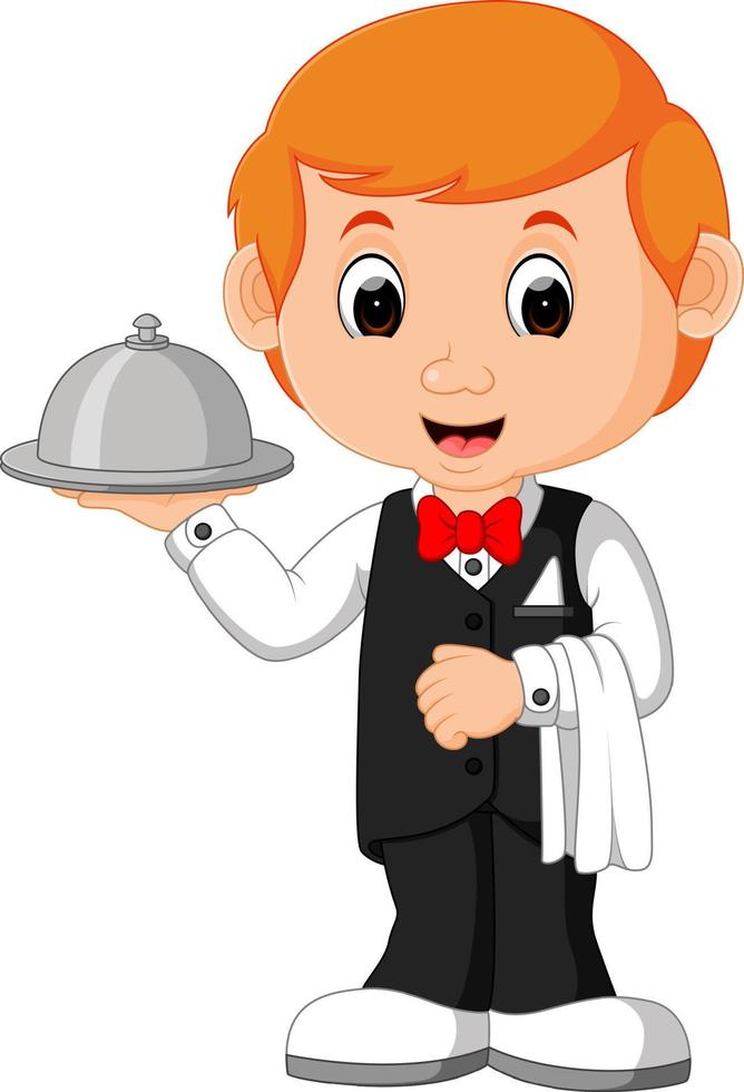 Waiter Restaurant Serving cartoon vector