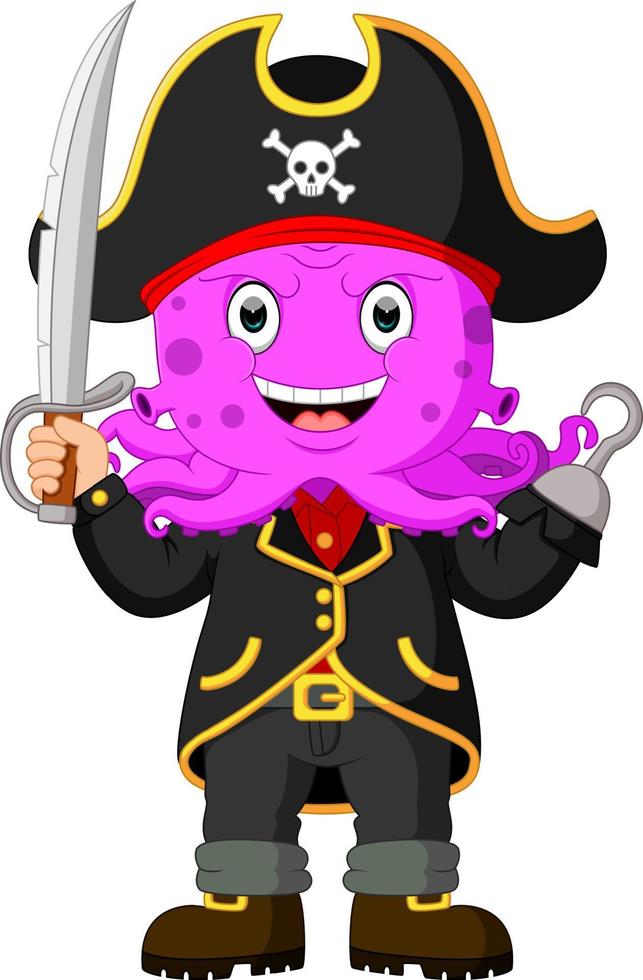 capitán pirata de dibujos animados sosteniendo una espada vector