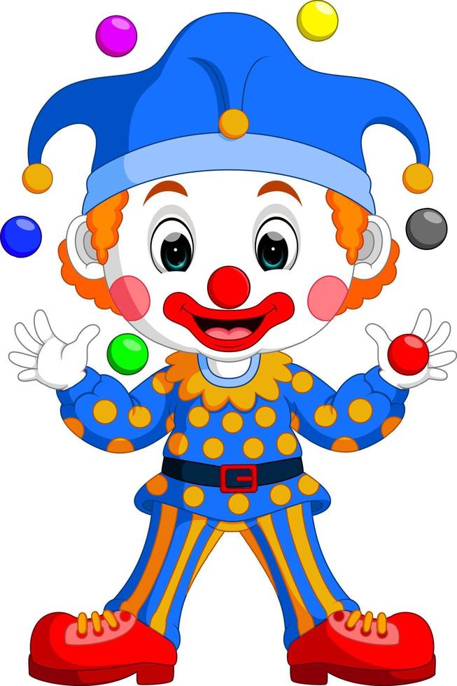 Cartoon clown playing balls vector
