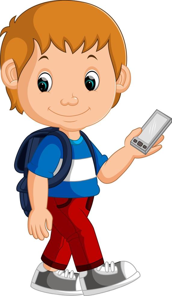 Boy with backpacks cartoon vector