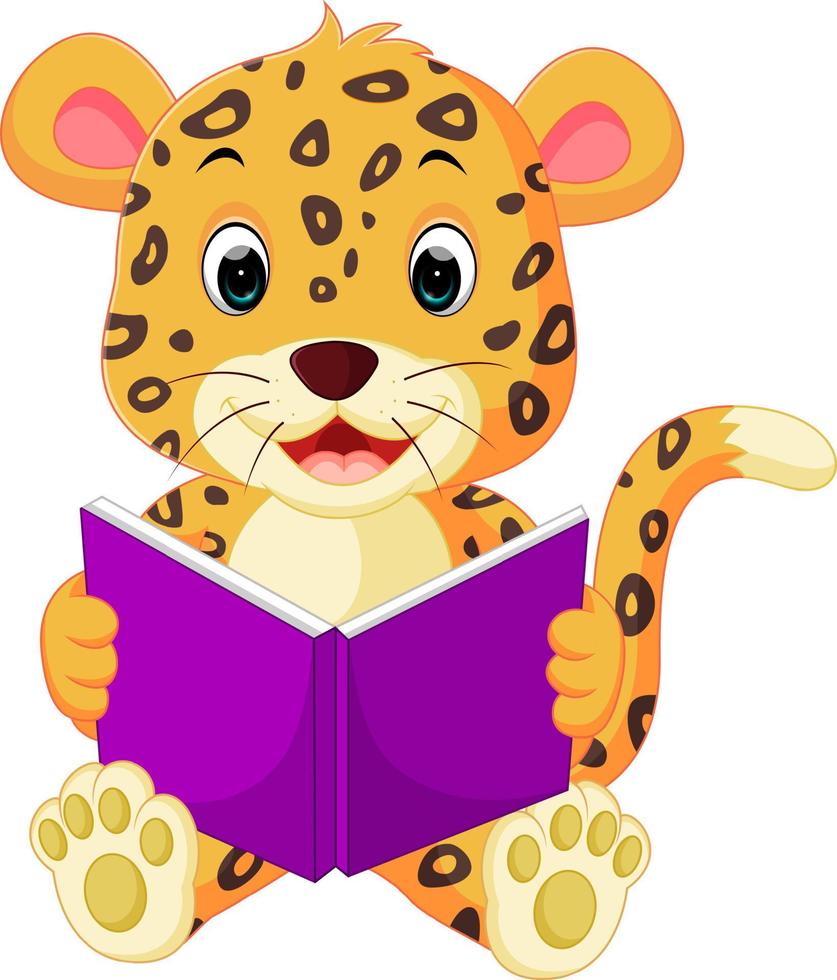 leopard reading book vector