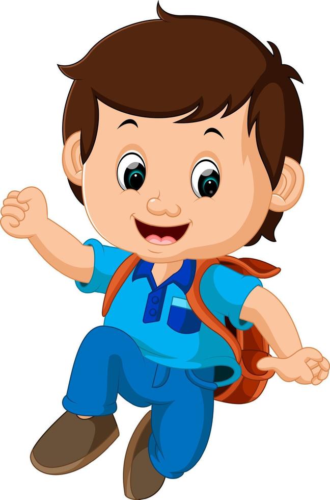 kids Boy with backpacks vector