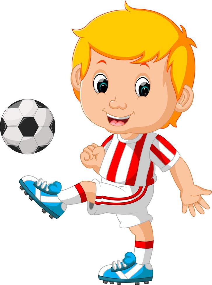 boy playing soccer vector