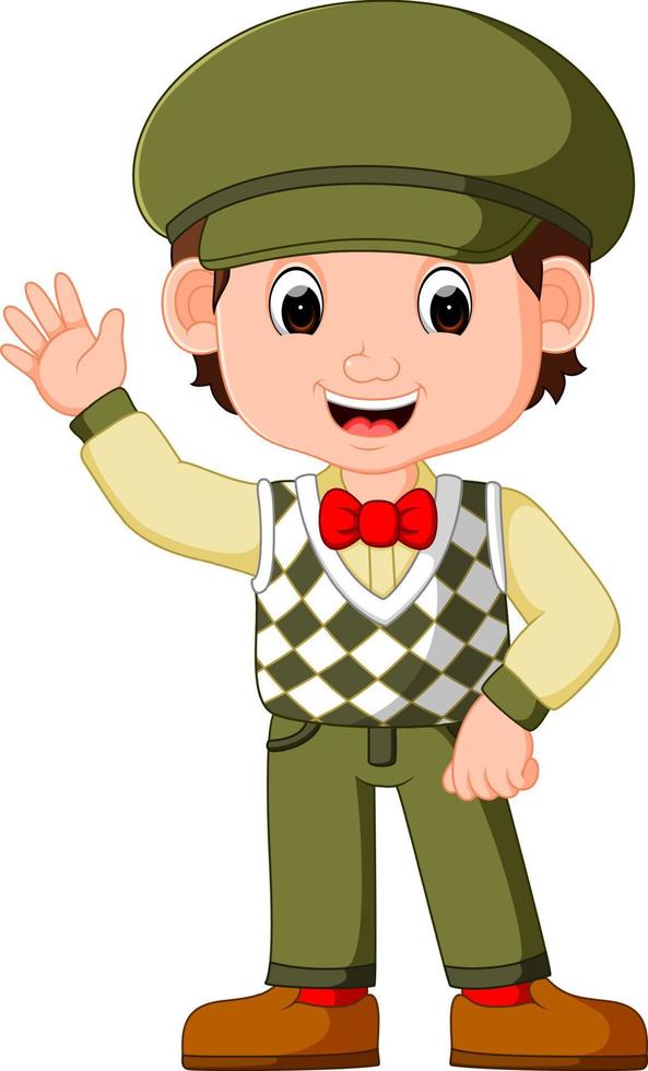 Cute boy cartoon posing vector