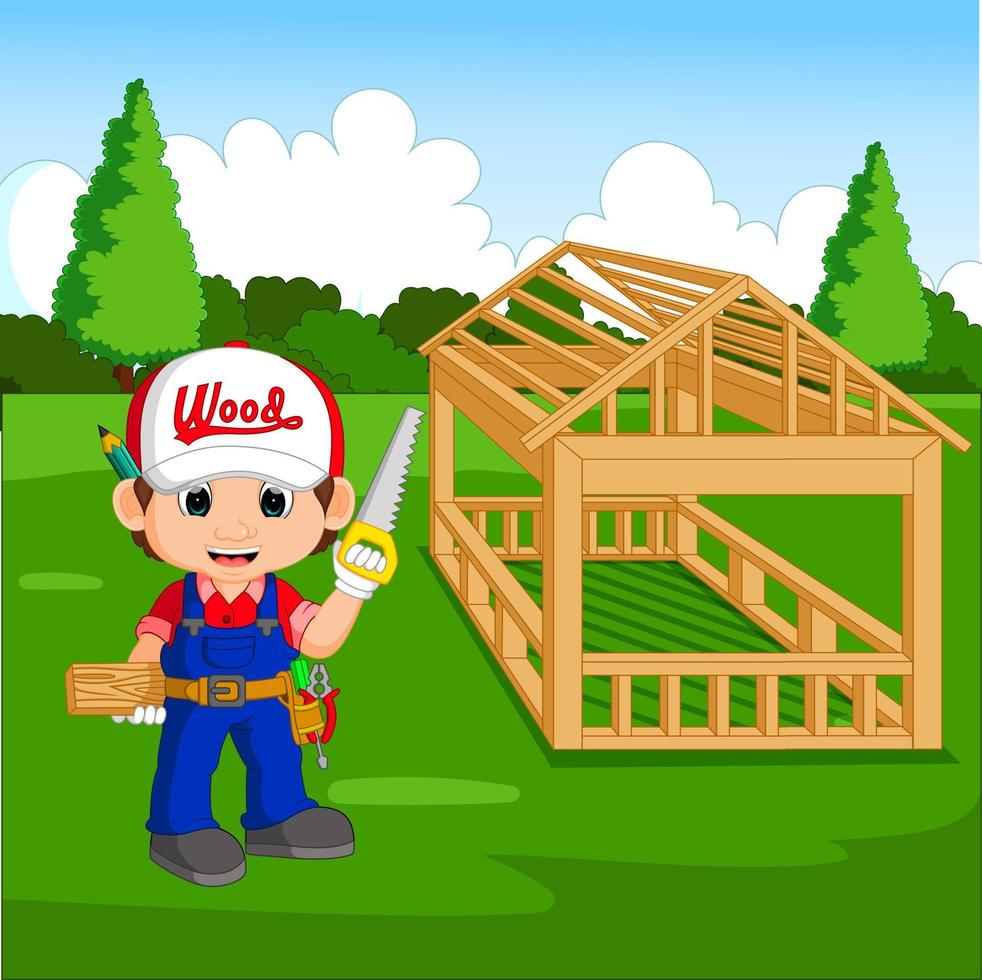 professional carpenter cartoon vector