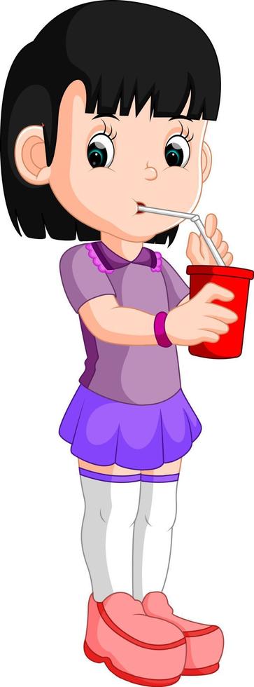 Girl drinking from a can vector