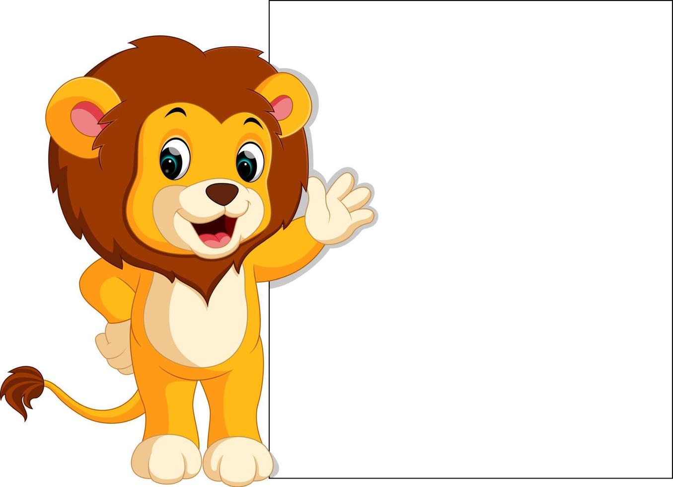 cute lion with blank sign vector
