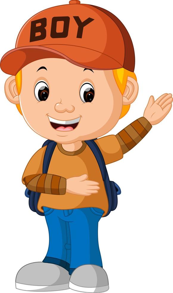 kids Boy with backpacks vector