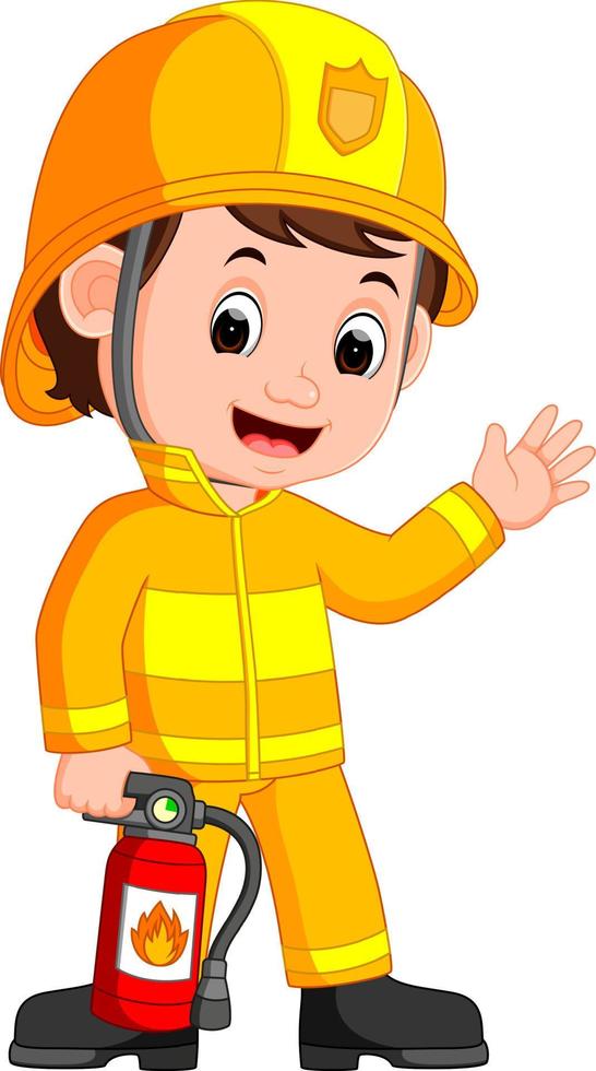 cute firefighter cartoon vector