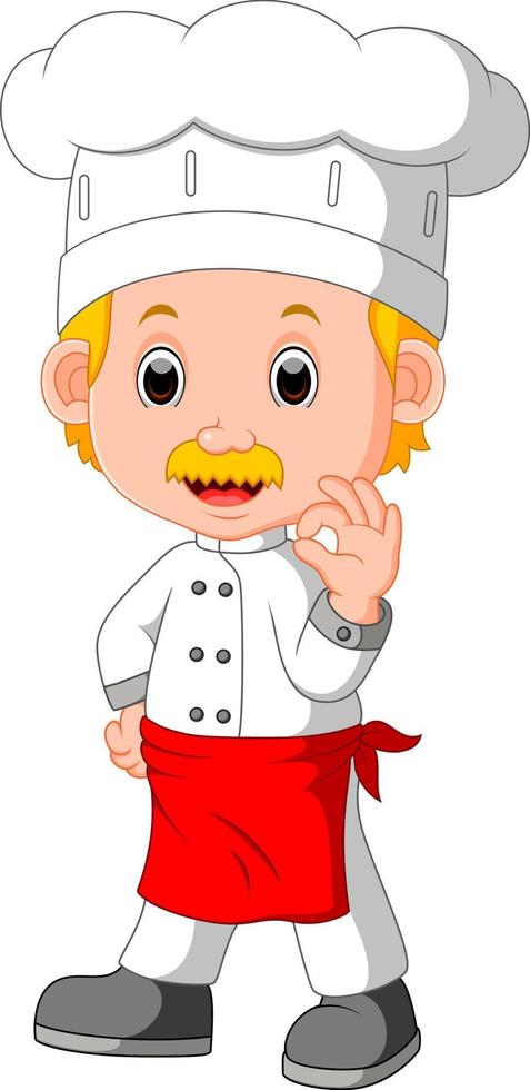 caricatura, divertido, chef, bueno, posar vector