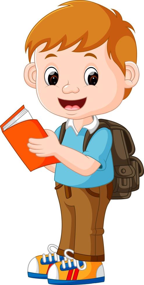 Cute boy go to school vector