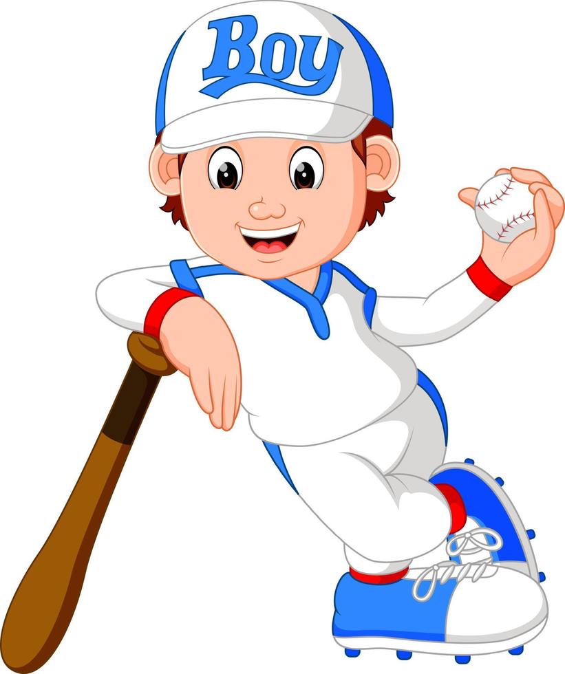 ilustración de niño jugador de béisbol vector