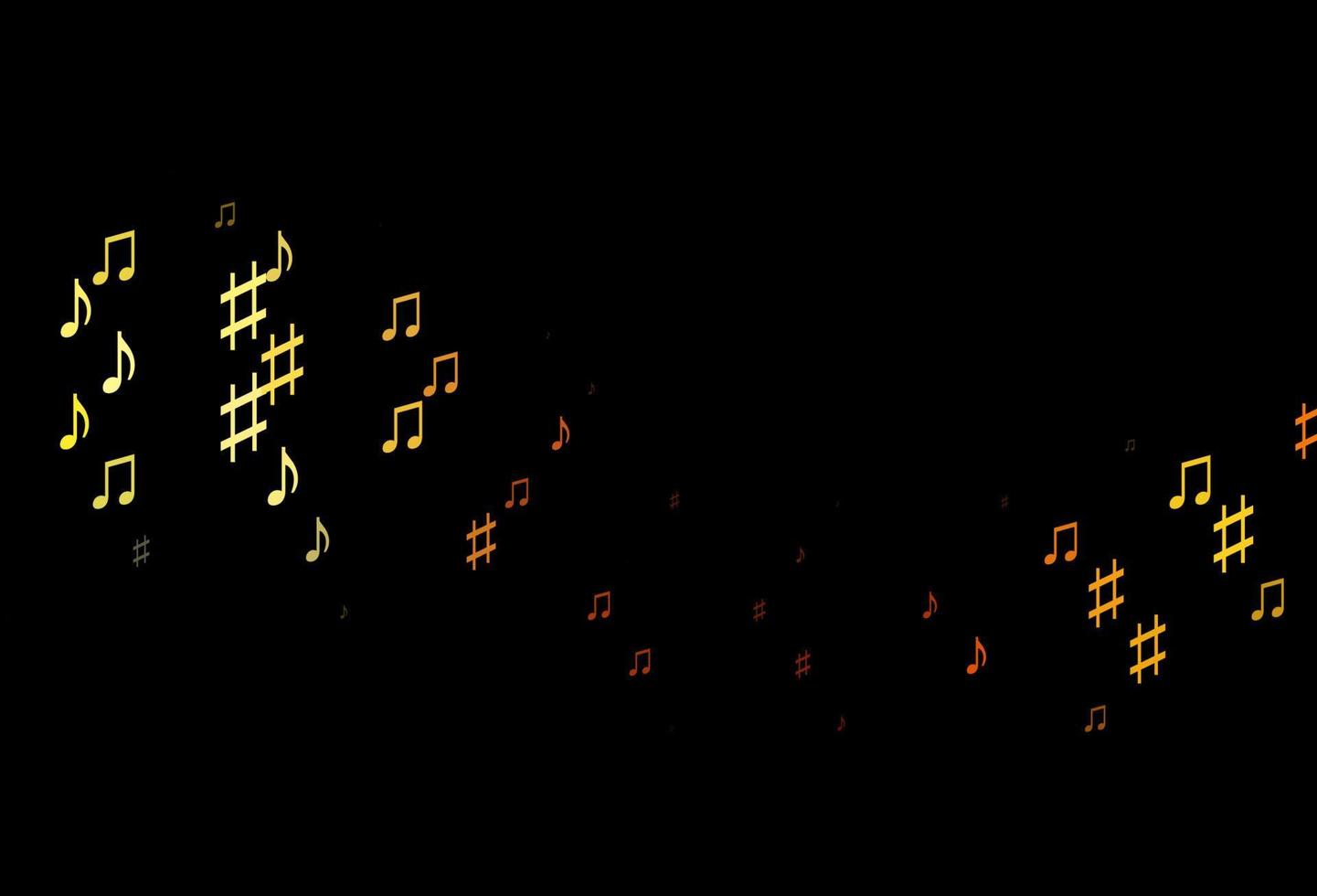 textura de vector de color amarillo oscuro, naranja con notas musicales.