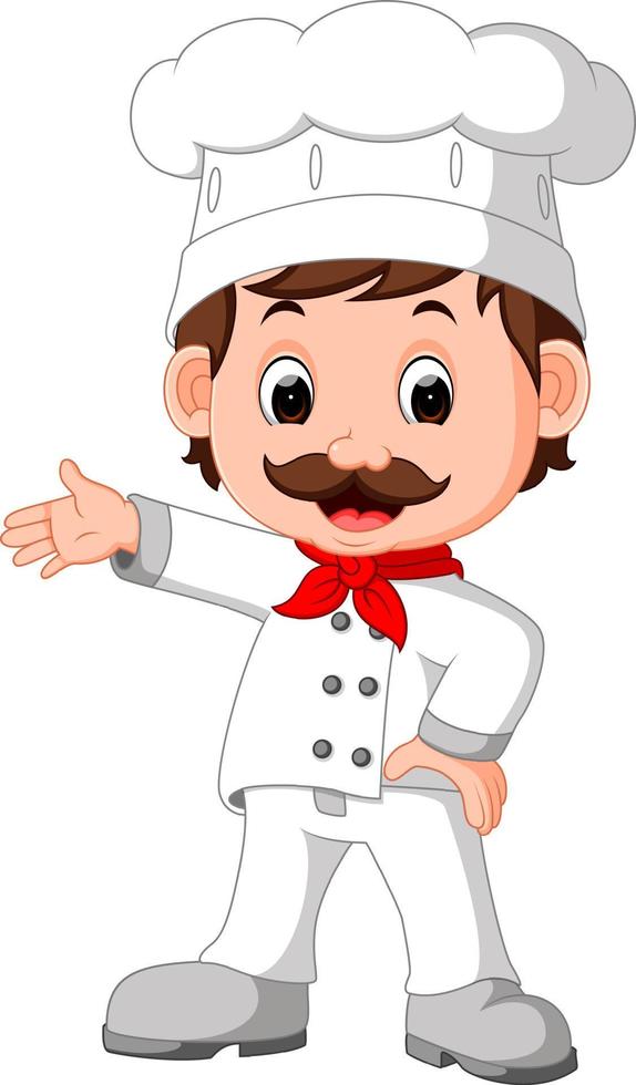 caricatura, divertido, chef, bueno, posar vector