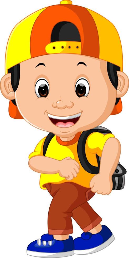 Cute boy go to school vector