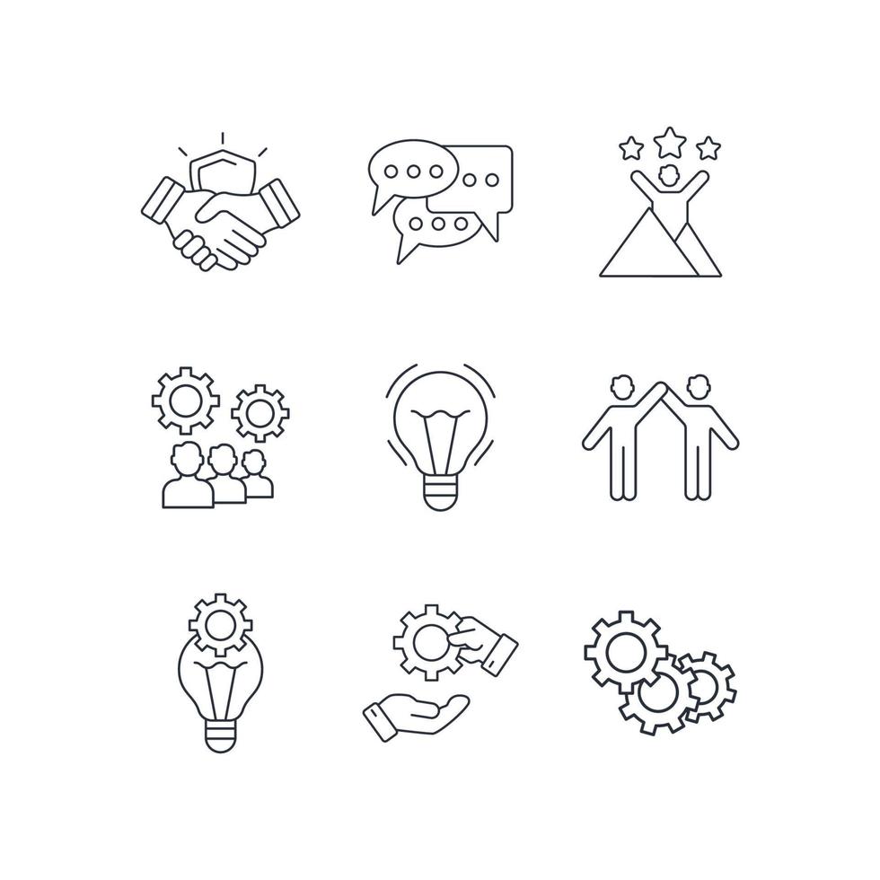 conjunto de iconos de colaboración. elementos de vector de símbolo de paquete de colaboración para web de infografía