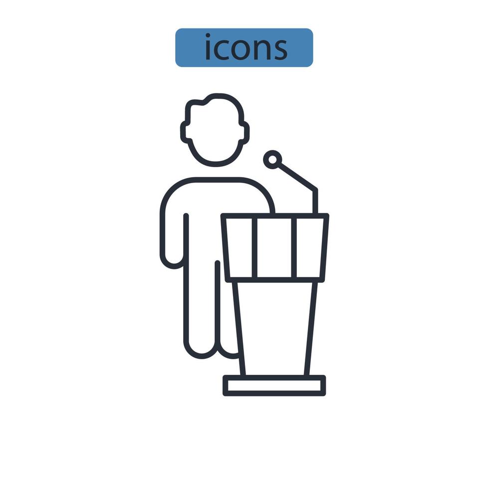 Conference icons  symbol vector elements for infographic web