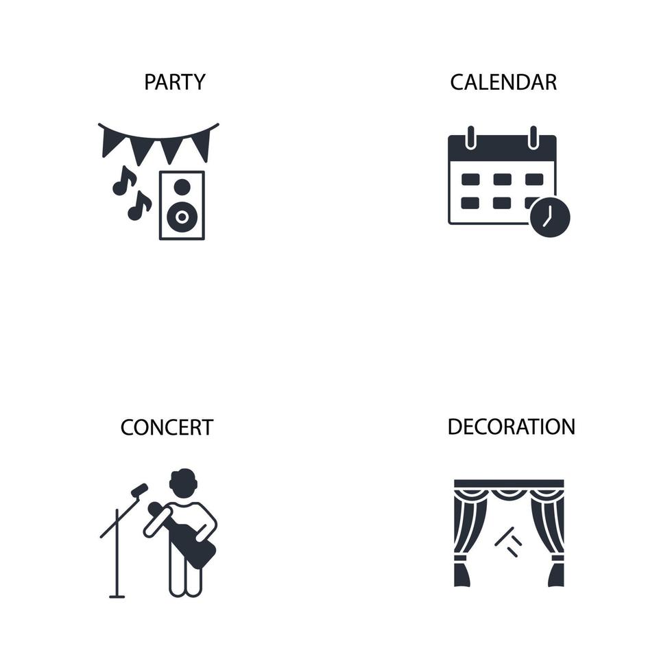 conjunto de iconos de eventos. elementos de vector de símbolo de paquete de evento para web de infografía