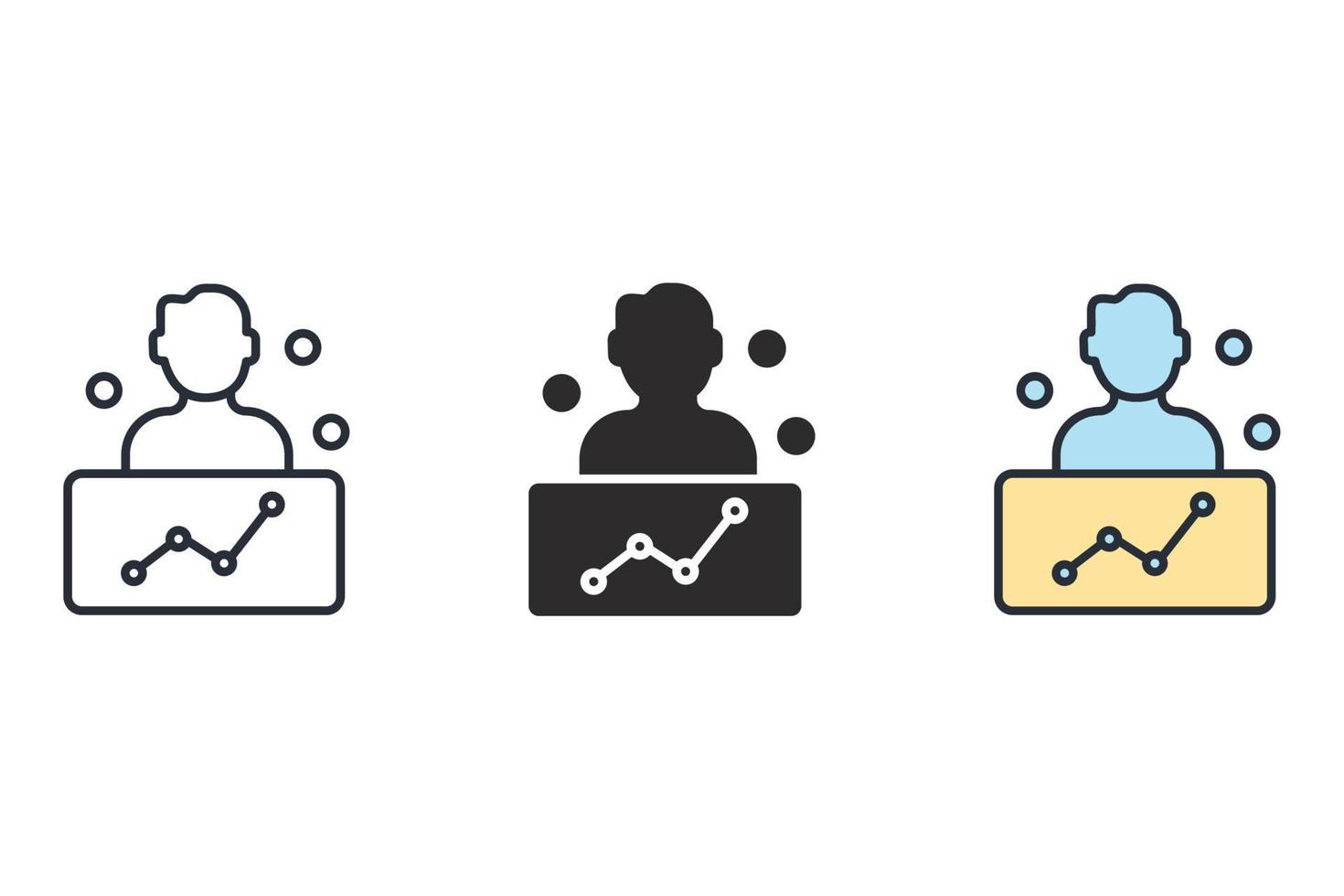 los iconos de gestión de campañas simbolizan elementos vectoriales para la web infográfica vector