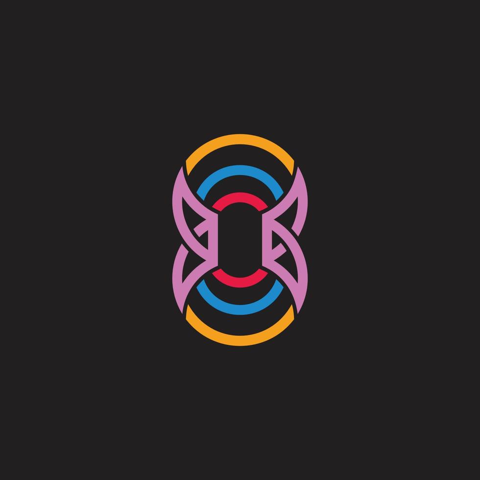 number eight stripes colorful linear geometric logo vector