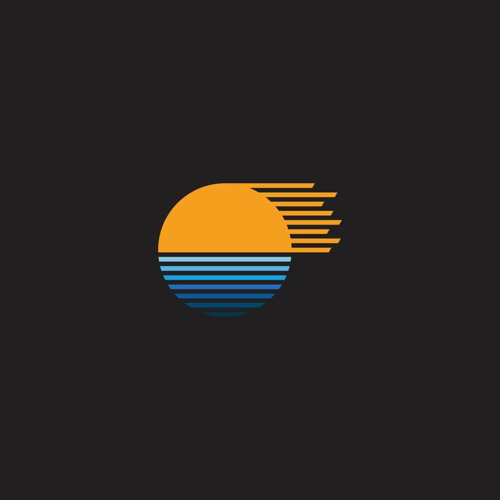 night moon beach gradient stripes geometric logo vector