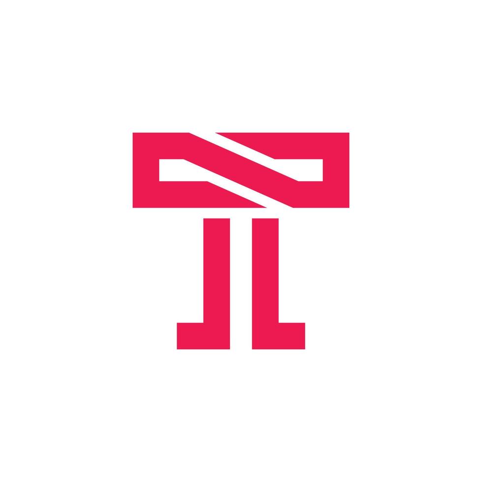 letter t simple geometric line logo vector