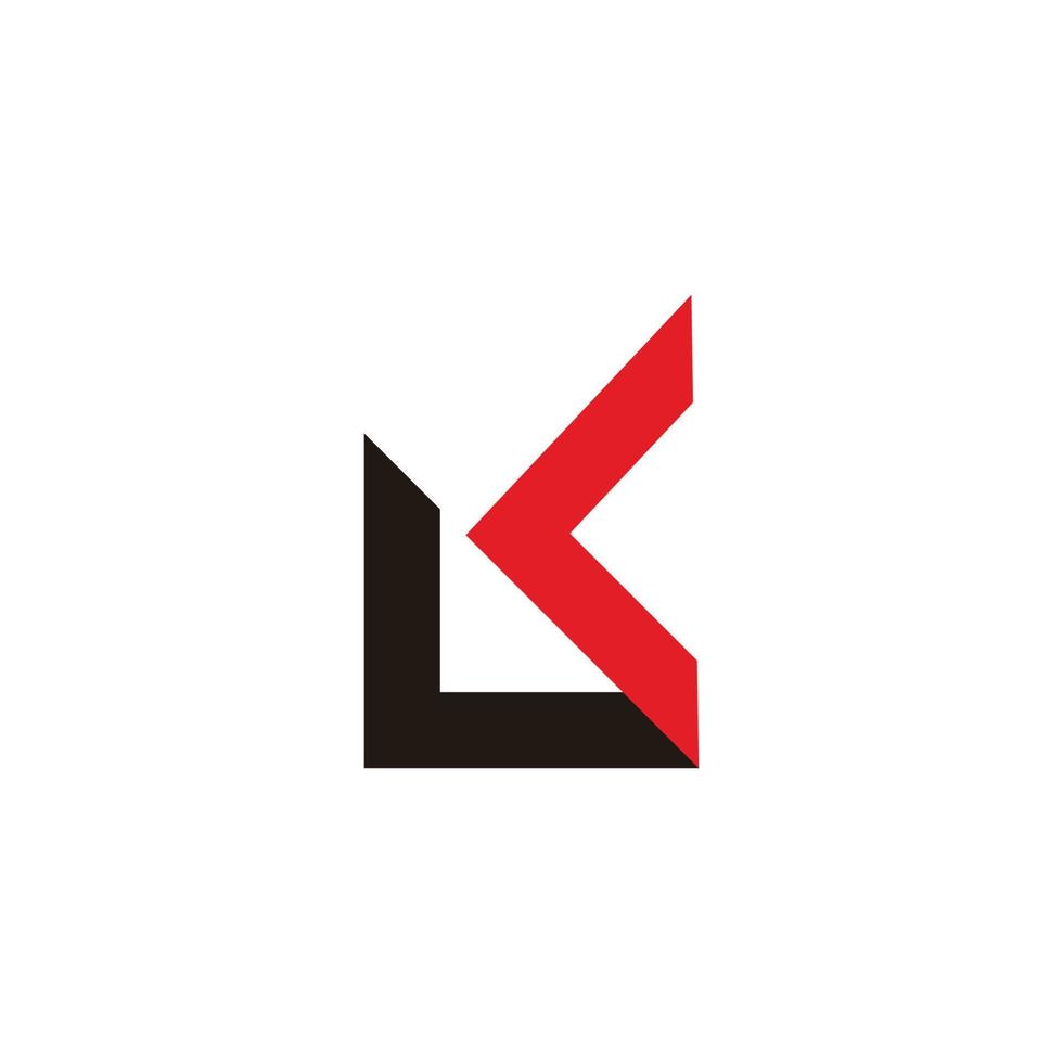 letter lk linked arrows simple geometric colorful logo vector