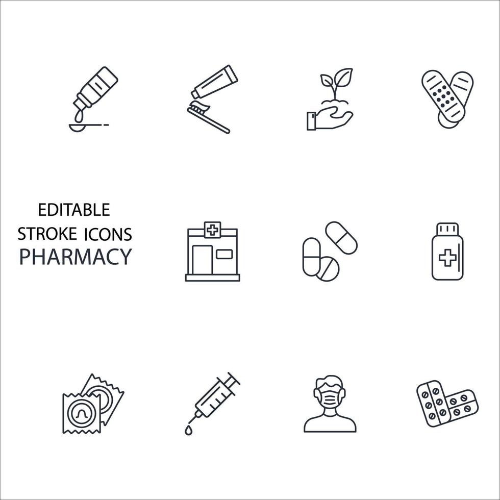 pharmacy icons set . pharmacy pack symbol vector elements for infographic web