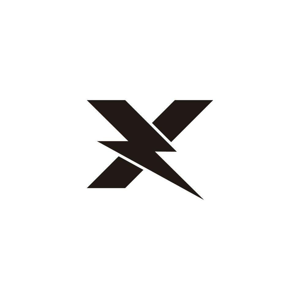 x thunder shape simple flat geometric logo vector