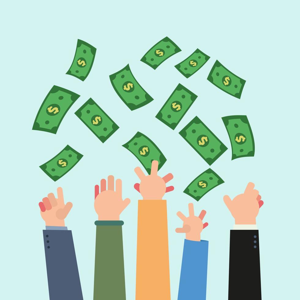 Hands reaching paper of money vector